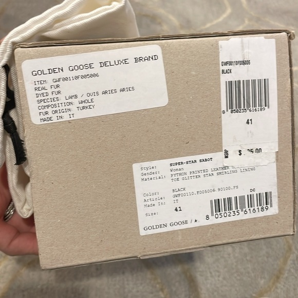 Golden Goose Python Print Leather and Shearling Slide - Picture 6 of 6